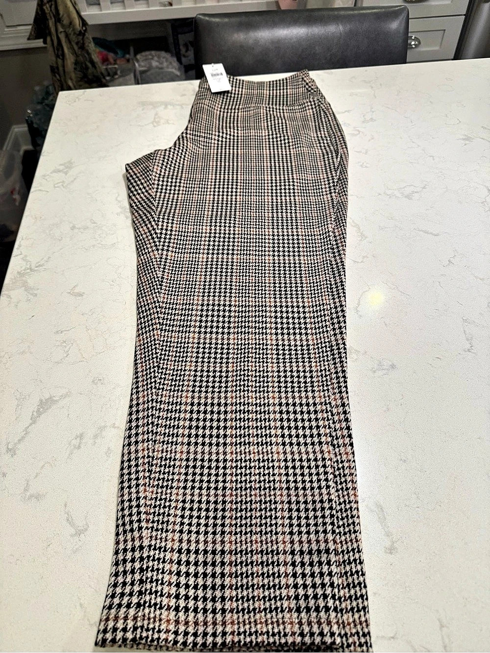 J. Jill Houndstooth Trousers Maxi Skirt Black & Pink Small